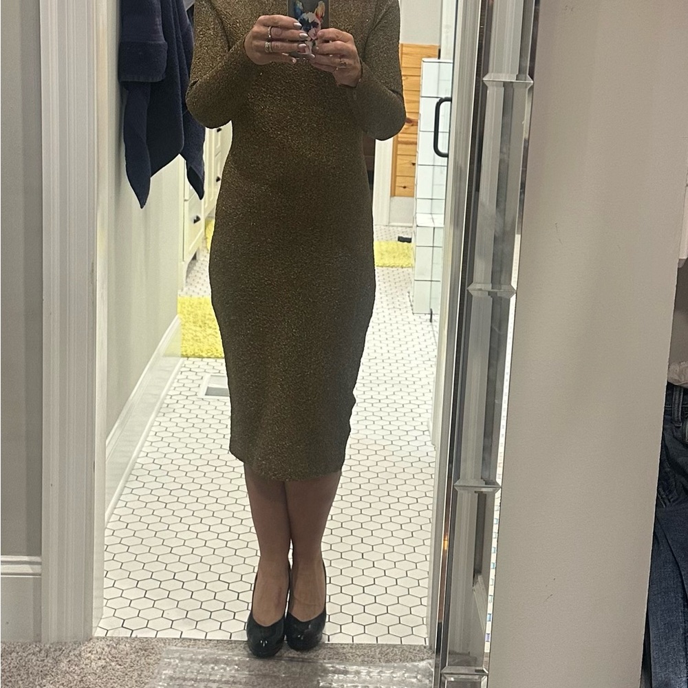 🎉🎄Vintage Gold Long Sleeve Dress